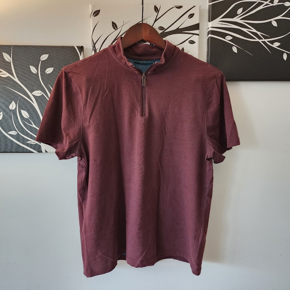Perry Ellis Soft Touch Zip Up T-Shirt (Medium)